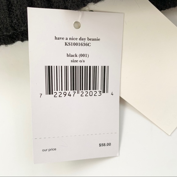 Kate spade Have a Nice Day Pom Pom Beanie Black - Picture 7 of 8